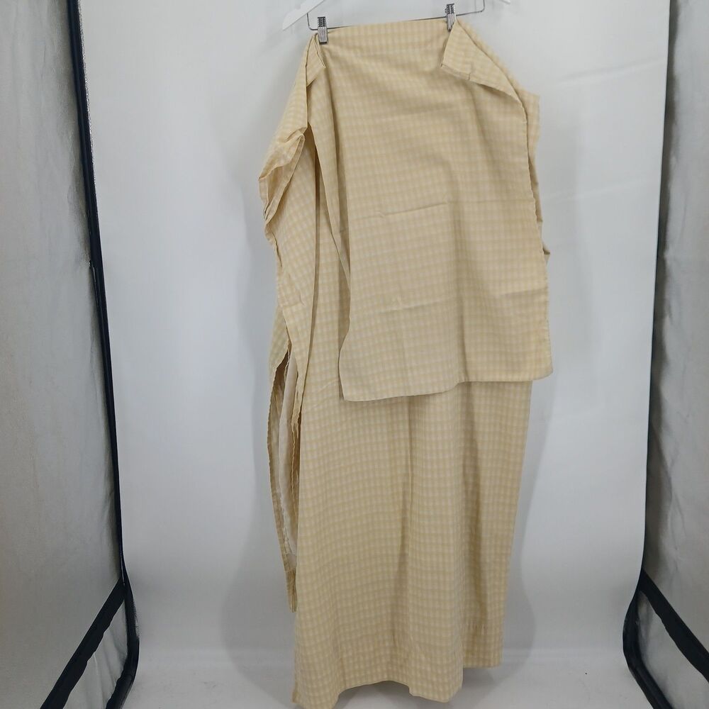 Vintage Yellow White Gingham Checkered Twin Sheet Set 2 Flat Sheets 1 Pillowcase